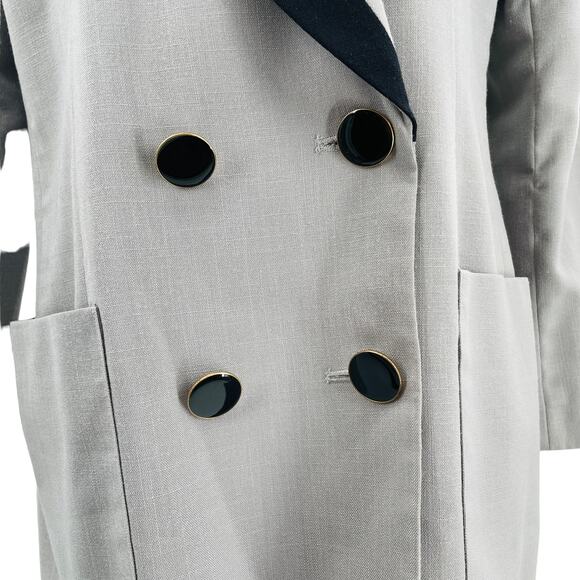 Oleg Cassini Gray Tuxedo Double Breasted Notched Black Trim Blazer Women Sz 12 - Picture 8 of 14